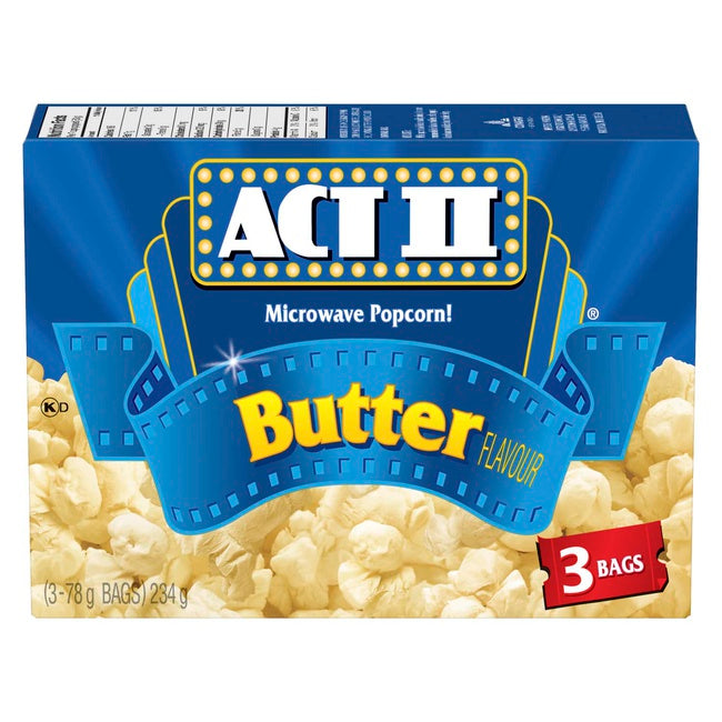 Act II Microwave Popcorn! Butter Flavour (3-78 g Bags) 234 g