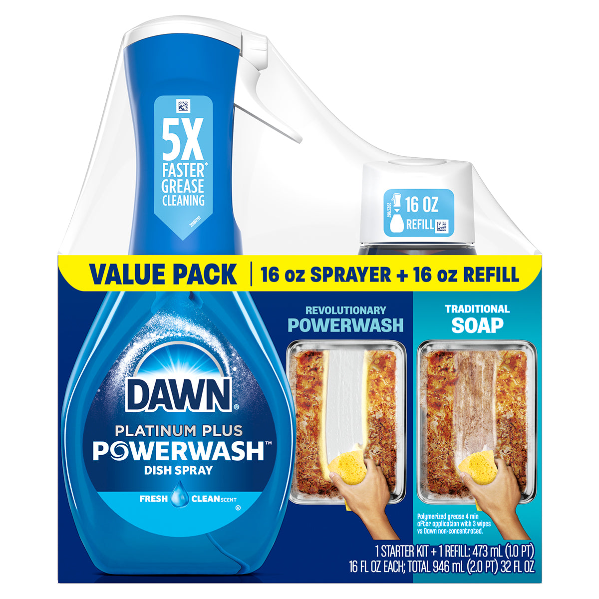 Dawn Platinum Powerwash Starter Kit Plus Refill Fresh Scent Value Pack (946 ml)