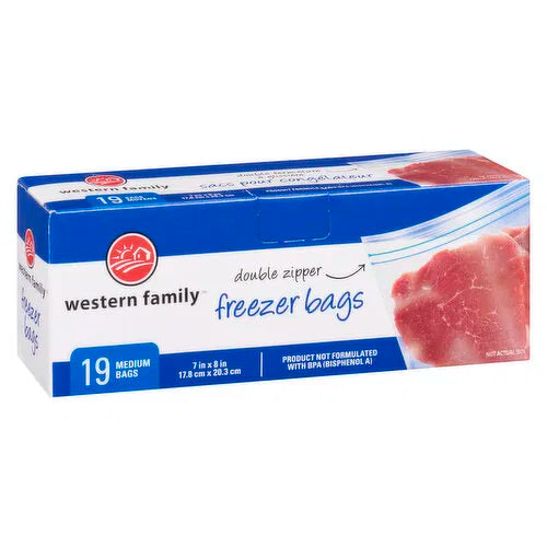 Western Family - Freezer Bags - Medium, 19 Each