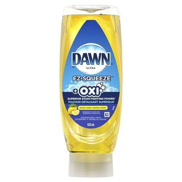 Dawn Ultra + Oxi EZ-Squeeze Dish Soap, Dishwashing Liquid, Lemon, 535ML