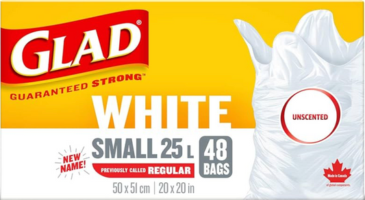 Glad White Kitchen Garbage Bags 25L - 48 bags