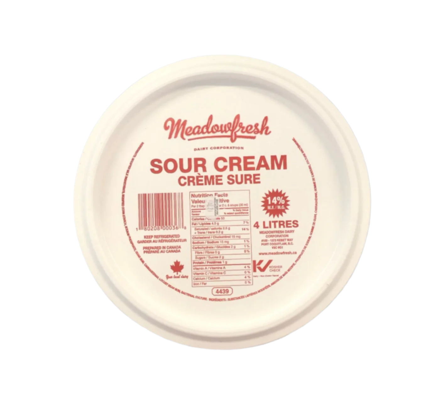 Meadowfresh Sour Cream 4 L (14%)