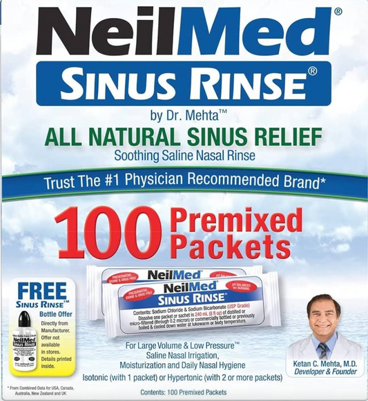 NeilMed Sinus Rinse Starter Kit with 100 Packets