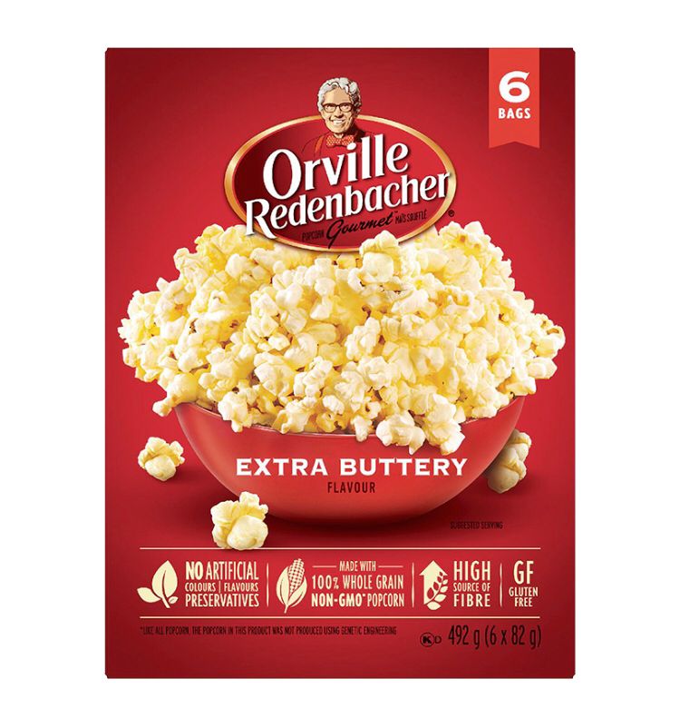 Orville Redenbacher Extra Buttery Microwavable Popcorn 492g