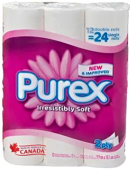 Purex Soft Bathroom Tissue 2ply 12 double rolls