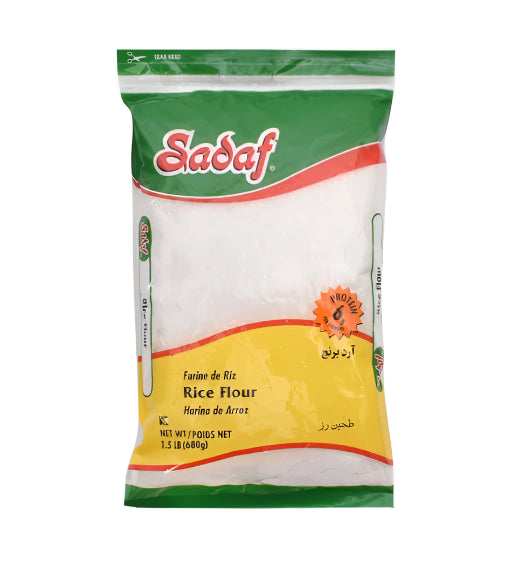 Sadaf rice flour package on a black background