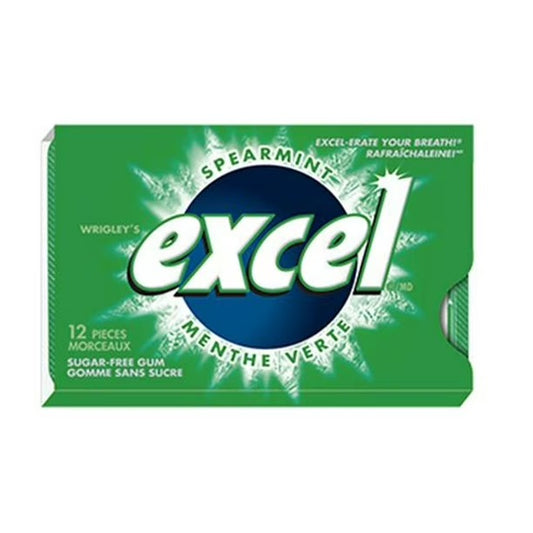 EXCEL Spearmint Flavoured Sugar Free Chewing Gum 12 Pieces