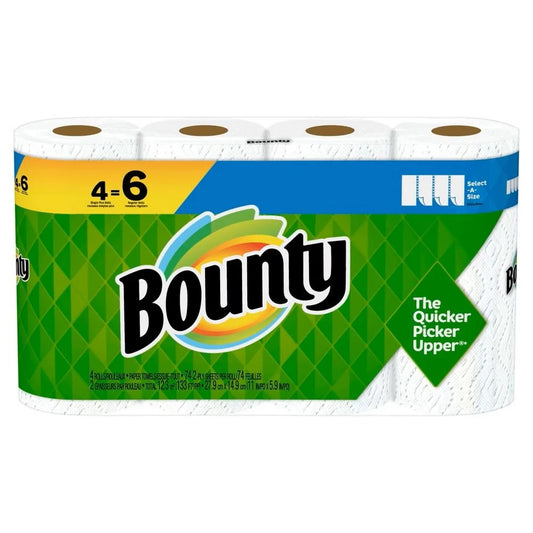 Bounty Paper Towels 4 Single Plus Rolls - 44 Count 2 Ply Sheets