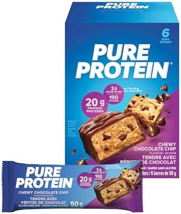 Pure Protein, Protein Bars Chewy Chocolate Chip, 6 × 50 g