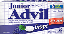 Junior Strength Advil - Grape - 40 Tablets 100mg